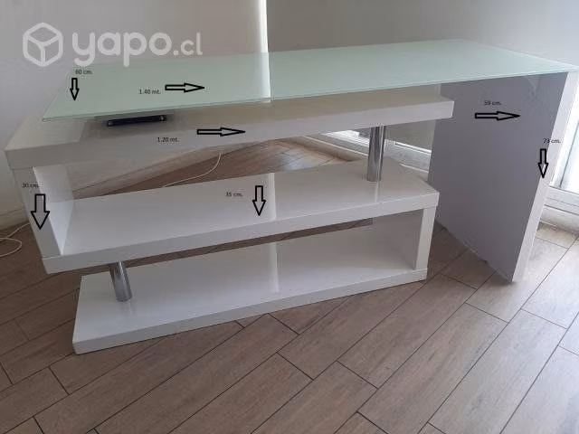 Escritorio vidrio templado, con ruedas