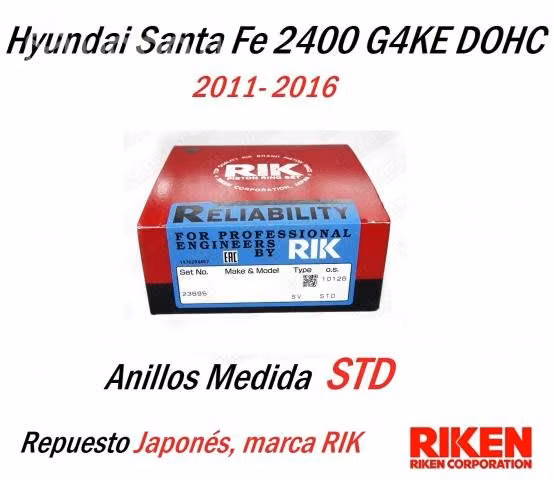 Anillos Hyundai Santa Fe 2.4 G4KE +050mm