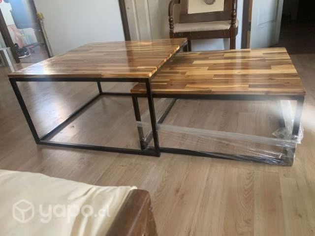 Set de 2 Mesas de centro doble estilo industrial
