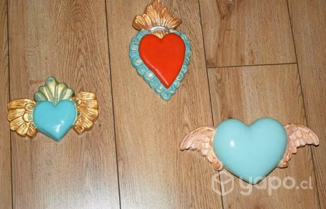 Corazon mexicano mediano de yeso pintado - Imagen 3