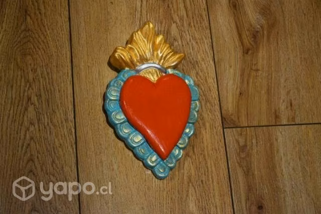 Corazon mexicano mediano de yeso pintado - Imagen 4