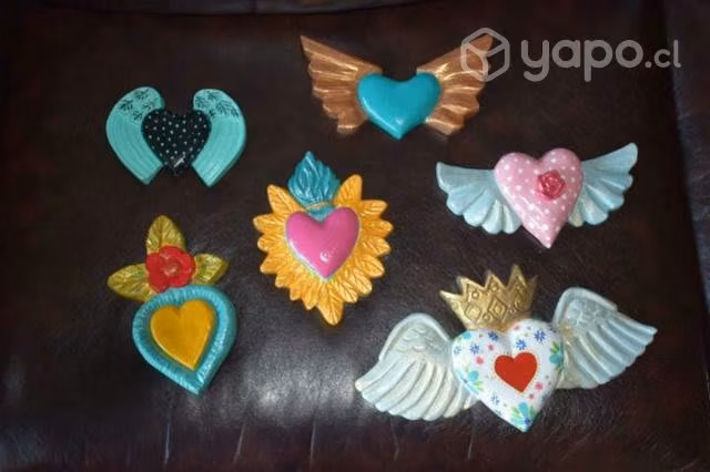 Corazon mexicano mediano de yeso pintado - Imagen 5