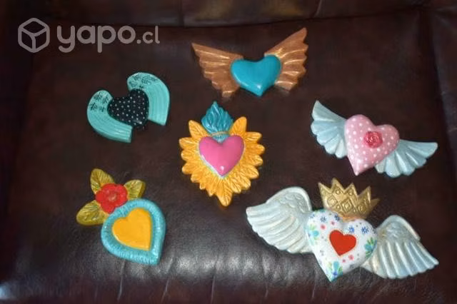 Corazon mexicano mediano de yeso pintado - Imagen 3