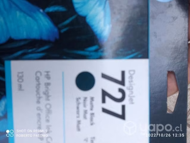 Tintas HP 727 colores originales de 130ml