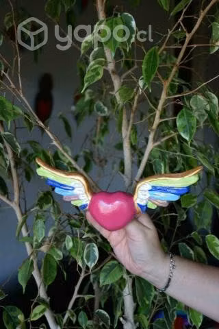 Corazon mexicano pequeño de yeso pintado a mano