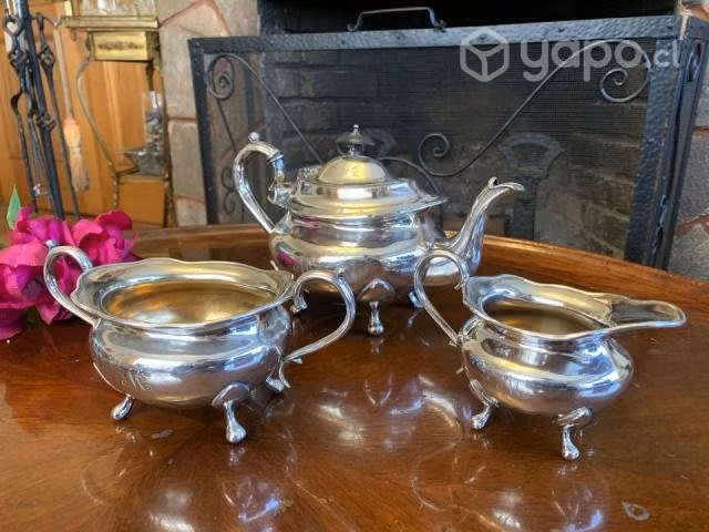 Jgos. de Té, 3 Pzas. Plaqué Inglés