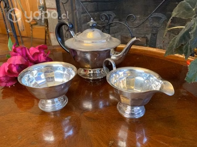 Jgos. de Té, 3 Pzas. Plaqué Inglés