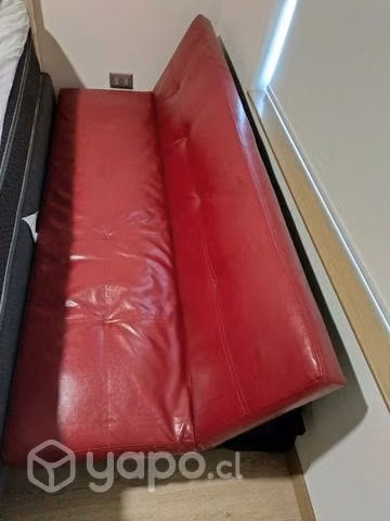 Sofá Cama de Cuero Rojo Nuevo