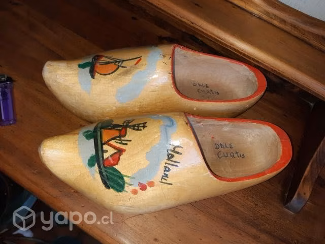 Par de zuecos holandeses originales de madera - Imagen 4