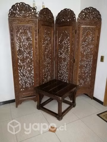 Biombo hindú de madera