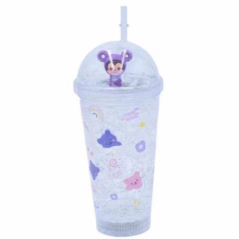 Vaso con Luz Multicolor Diseño Monito Morado Oso