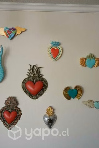Corazon mexicano mediano de yeso pintado - Imagen 3