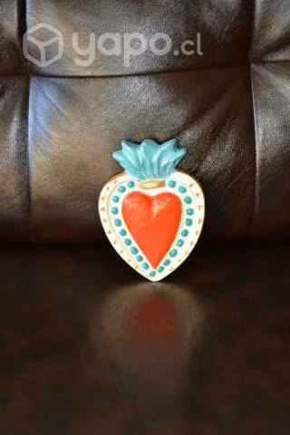 Corazon mexicano mediano de yeso pintado - Imagen 4
