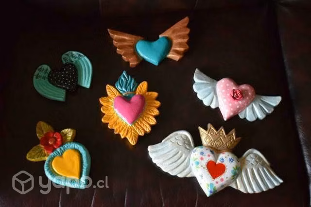 Corazon mexicano mediano de yeso pintado - Imagen 2