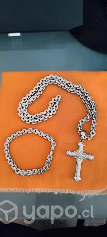 Glamour Steel Cadena, Brazalete y Cruz