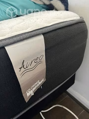 Cama europea aureo plaza 1,5 + velador