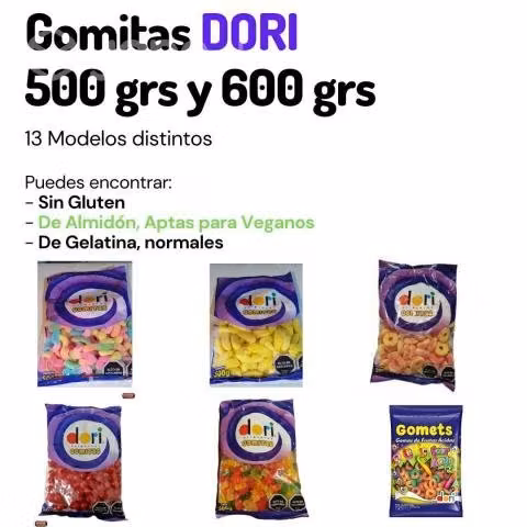 GOMITAS DORI 500 grs Y 600 grs