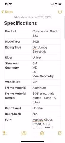 Bicicleta commencal dirt absolut 2021