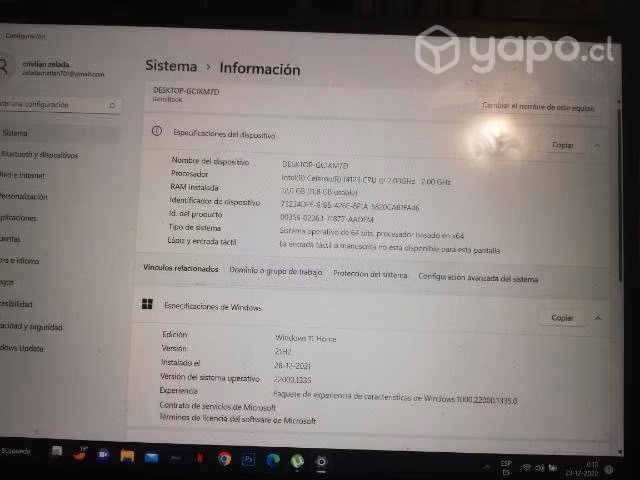 Nootbook chuwi 12 ram, 256 gb window 11 home - Imagen 4