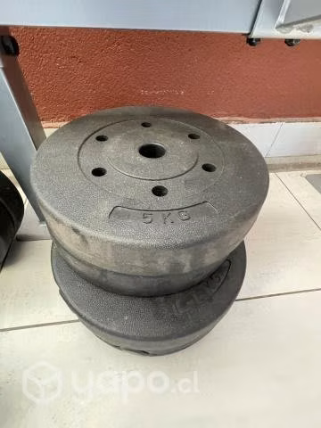 Banca Promachine + barra recta + set mancuernas