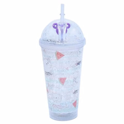Vaso con Luz Multicolor Diseño Monito Morado Gato