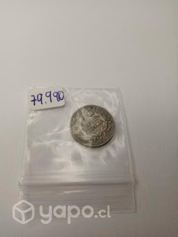 Moneda de medio decimo chileno 1892
