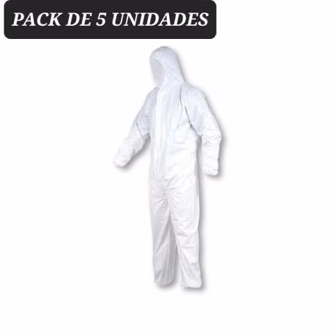 Traje Overol Papel, Buzo Protector, Pack De 5 U, L