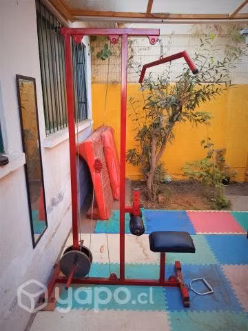 Maquina polea alta y baja con asiento