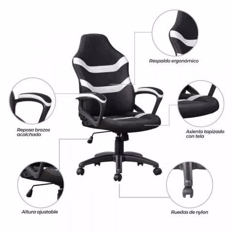 Silla gamer infinite escritorio blanco