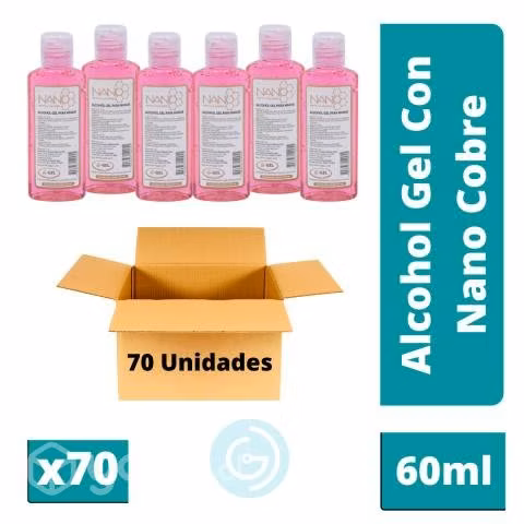 Caja X70 Alcohol Gel 70% Con Nano Cobre 60ml GD