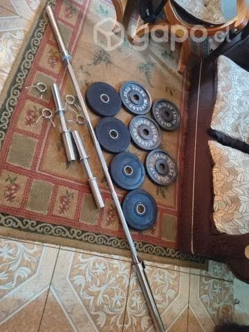 Pack de barra, mancuernas y discos olímpicos