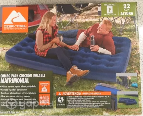 Colchon inflable 2 plazas + inflador
