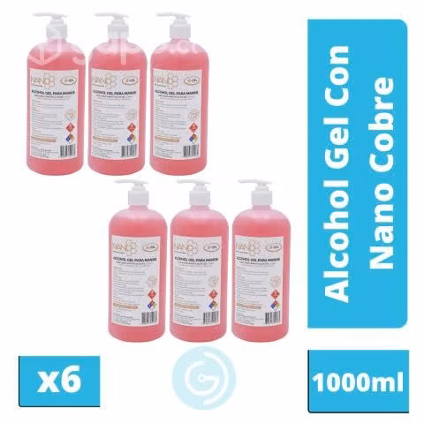 Pack X6 Alcohol N-Gel 70% C/Nanocobre 1000ml GD