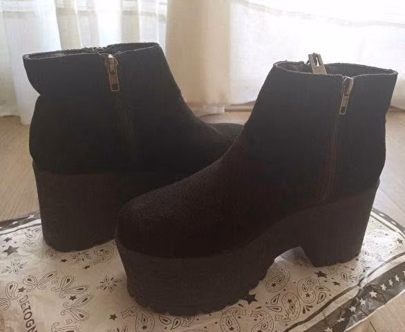 Zapato Botines Plataforma Cuero Negro