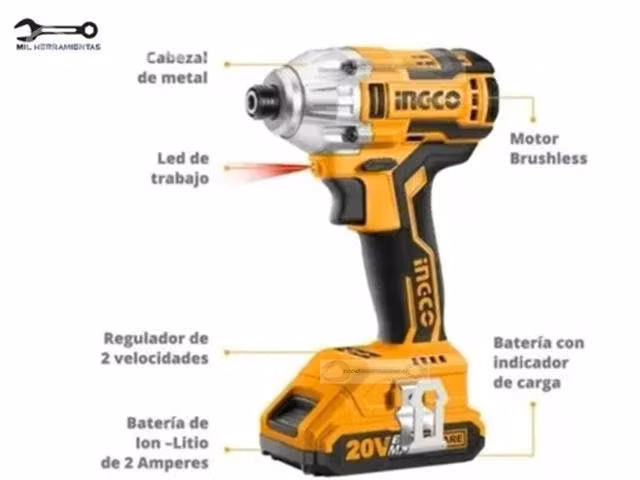 Llave De Impacto Inalámbrica 1/2 20v 300nm- Ingco