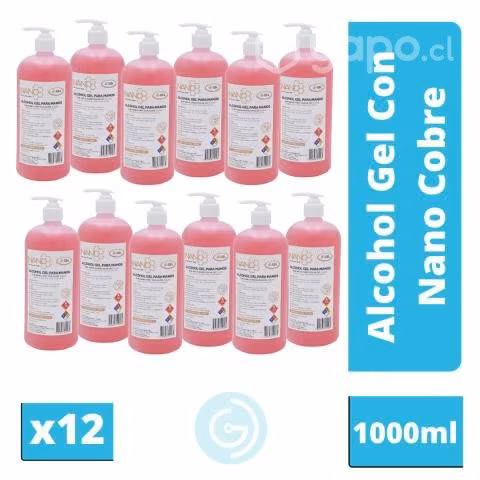 Pack X12 Alcohol Gel 70% C/Nanocobre 1000ml GD