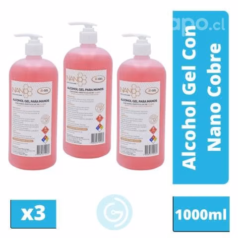 Pack X3 Alcohol Gel 70% C/Nanocobre 1000ml GD