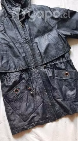 Chaqueta larga de cuero negra - Imagen 2