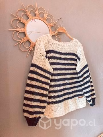 Suéter marinero tejido a crochet