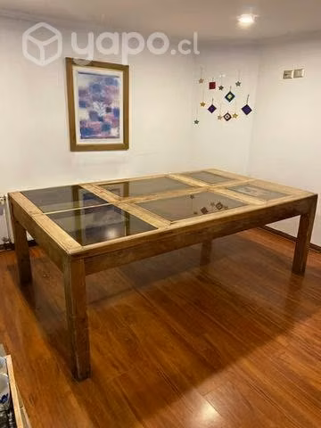 Mesa De Madera Roble , con detalles de vidrio