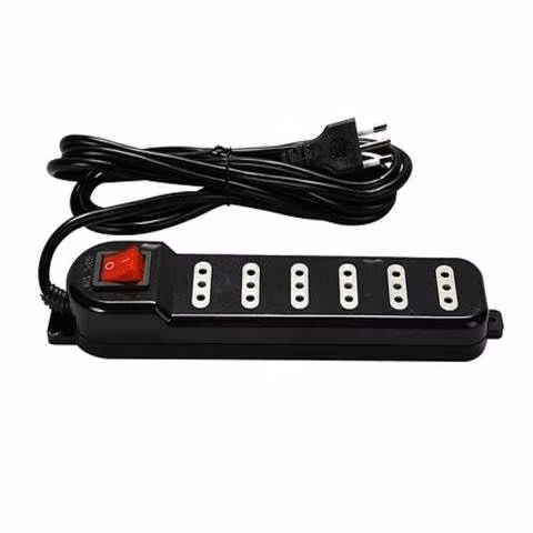 Alargador 6 tomas 3 metros. switch on/of. negro