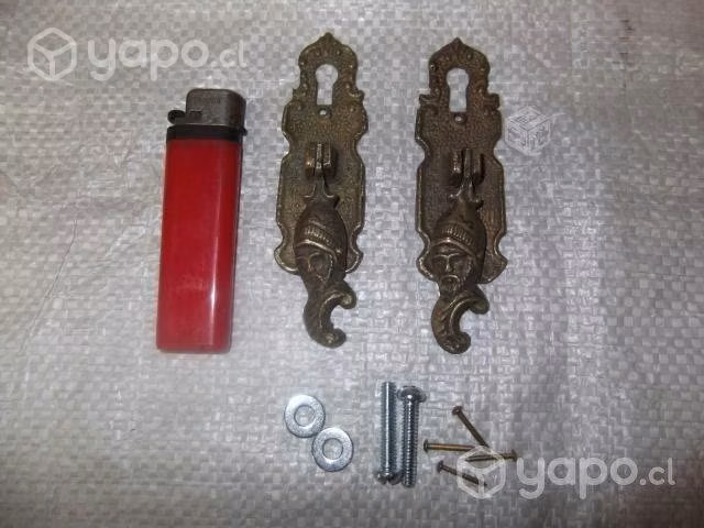 Par Tiradores Bronce Con Boca Llave P/muebles