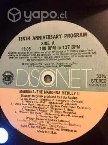 Madonna The Madonna Medley 12 Inch Disconet