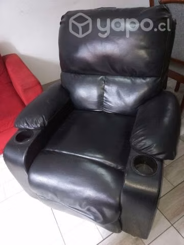 Sillón de cuero negro ( bergere)