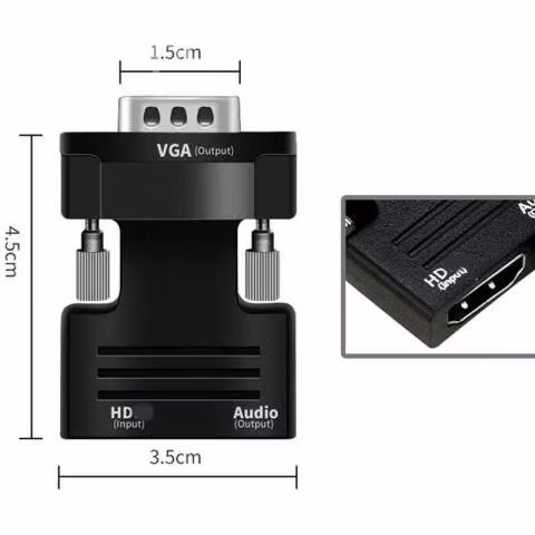 Adaptador VGA a HDMI y Audio Plug Jack 3,5