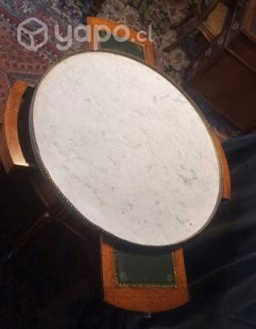 Fina mesa gueridon francesa en caoba y mármol - Imagen 5