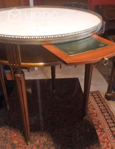 Fina mesa gueridon francesa en caoba y mármol - Imagen 2