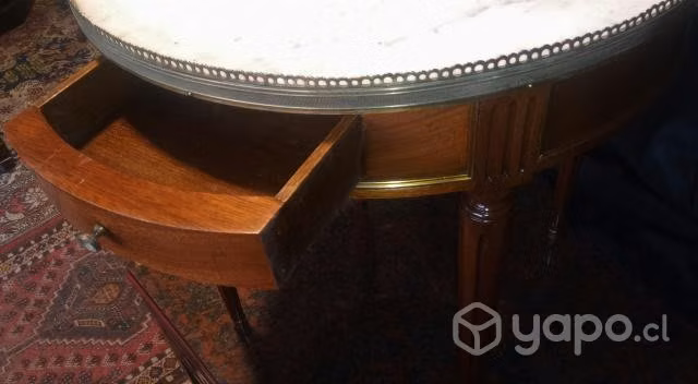 Fina mesa gueridon francesa en caoba y mármol - Imagen 3