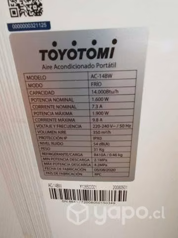 Aire acondicionado portatil toyotomi