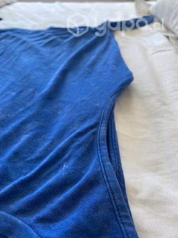 Polera barbados, azul y corta